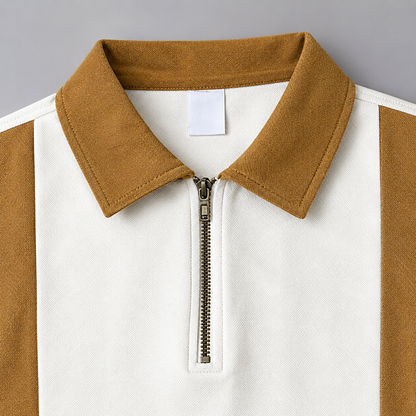 Men’s Premium Casual Color Block Polo T-Shirt | Half Sleeve Collared T-Shirt with Zipper | Stylish Regular Fit for Men