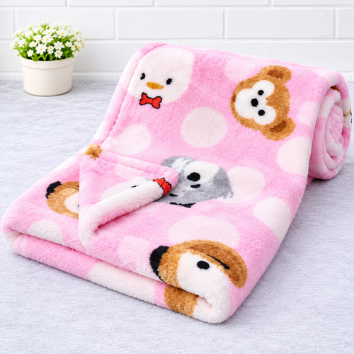 Baby Soft Plush Blanket | Warm & Cozy Printed Blanket for Kids & Infants | Cute Animal Design