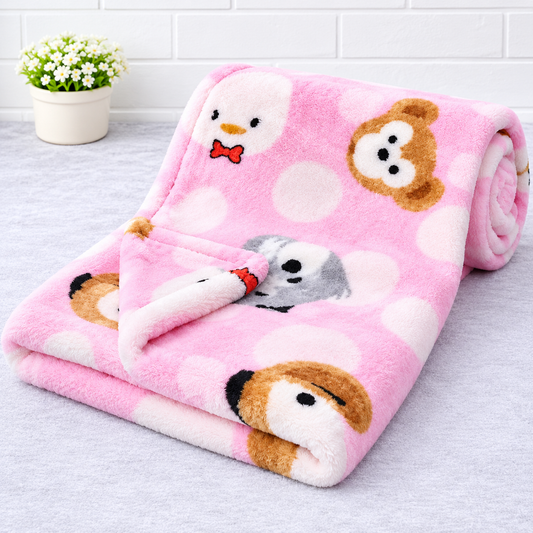 Baby Soft Plush Blanket | Warm & Cozy Printed Blanket for Kids & Infants | Cute Animal Design