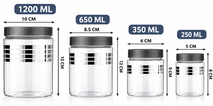 Pack of 16 Transparent Spice & Dry Food Storage Containers with Spoon | Airtight Kitchen Storage Jars | Multipurpose Organizer