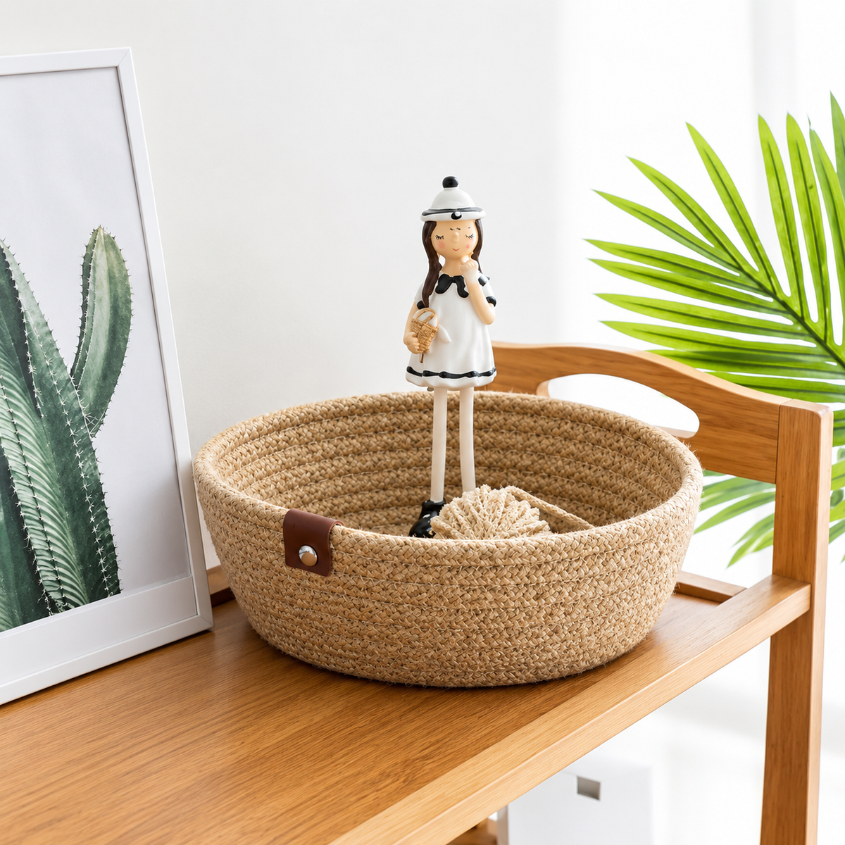 Natural Jute Rope Storage Basket for Home & Kitchen | Handwoven Multipurpose Organizer Basket | Pack of 3 | Beige