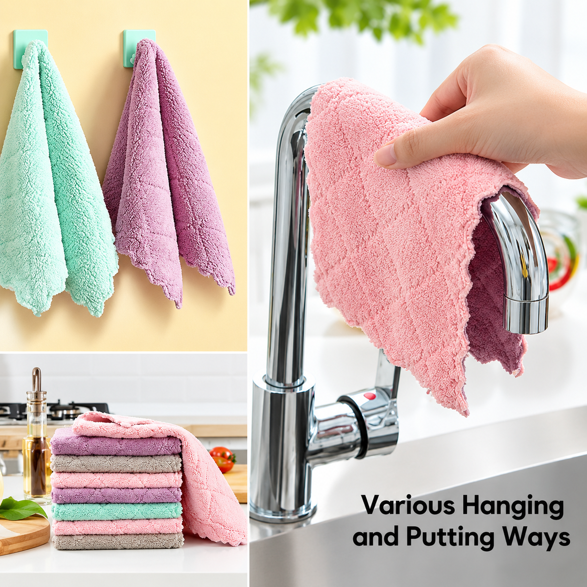 Microfiber Cleaning Towels for Kitchen & Home | Super Absorbent Soft Reusable Towels | Quick Dry Multi-Purpose Cleaning Cloths