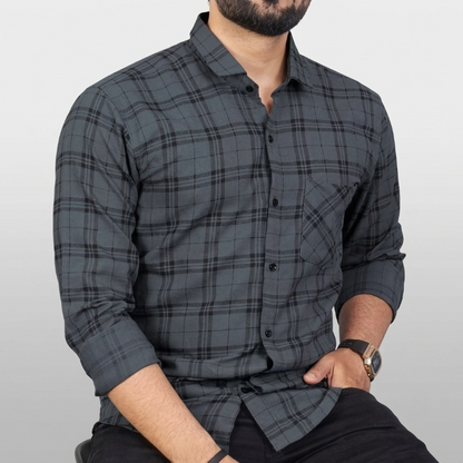 Men's Grey Full Sleeve Cotton Casual Shirt